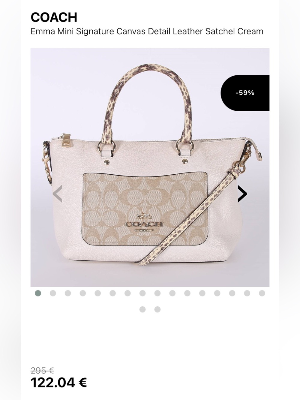 Coach Emma Mini Python Cream and Tan Crossbody Strap and Leather Satchel EUC